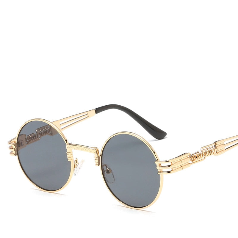 Gothic Steampunk Sunglasses Men Women Metal WrapEyeglasses Round Shades Brand Designer Sun glasses Mirror High Quality