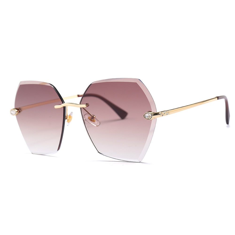New 2019 Rimless Butterfly Lady Sunglasses Women Metal Frame Oversized Sun Glasses Girls UV400 zonnebril dames