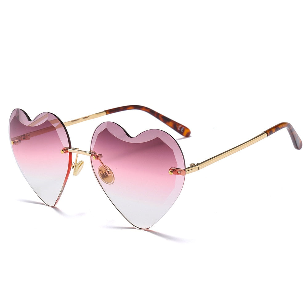 Diamond-cut Love Heart Sunglasses Women